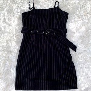 Black and white stripe mini dress